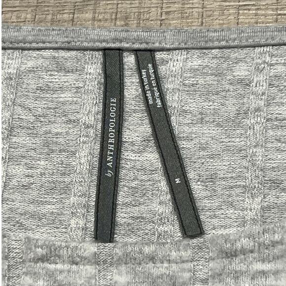 Anthropologie Ribbed Plush Knit Side Slit Thermal Tunic Top Medium Gray Boho - Picture 3 of 7